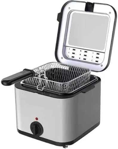 Freidora de grasa de 2,5 L, freidora pequeña de 1000 W con cesta antiadherente para uso doméstico, lados de tacto fresco fácil de limpiar