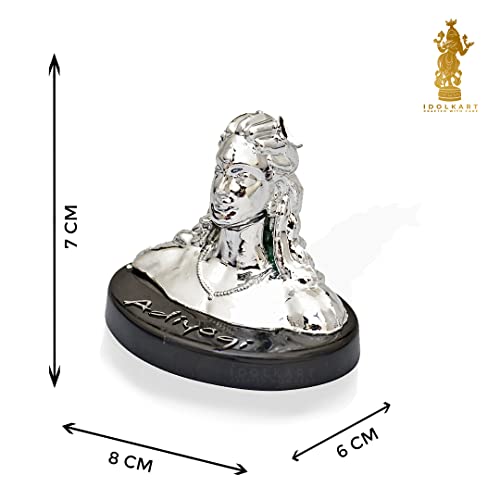 Image of Idolkart Fully Silver Coated Adiyogi Statue for Car Dashboard, Adiyogi Statue for Home, Adiyogi Idol, Car Dashboard Accessories, Car Idols for Dashboard for Shiva Devotees with Vastu Benefits, 3inch