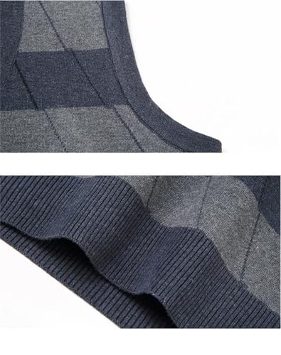 Men's V-Neck Plaid Casual Sweater Vest, Business Sleeveless Pullover Sweater Vest4