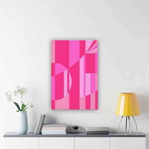 Poster géométrique abstrait rose sur toile texturée format 20x30cm - 6