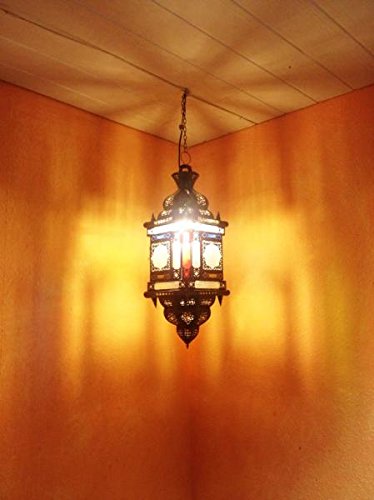 Orientalische Lampe Pendelleuchte Bunt Ayam 70cm E27 Lampenfassung | Marokkanische Design Hängeleuchte Leuchte aus… – Bild 5