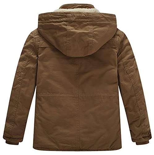 WenVen Boy's Winter Thicken Cotton Coat Heavy Sherpa Lined Hooded Parka Jacket2