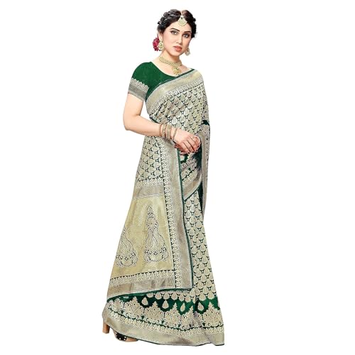 Buy Yashika Women's Trendy Banarasi Kanjivaram Green Color Art Silk - Image 6