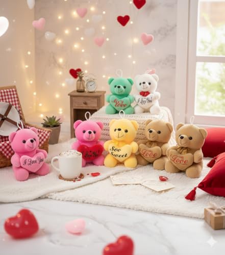 Image of EITHEO Valentine's Day Special Teddy Bear Soft Toy (15 cm) | Cute Stuffed Teddy for ValentineTeddy Bear Day Gift for Girls & Girlfriend | Soft Plush Romantic Gift (White)
