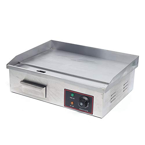Commercial Griddle, Electric Griddle Flat Top Grill Hot Plate BBQ Countertop Commercial Pan Stainless Steel Flat Top Grill 50°C to 300°C Adjustable 1.6kw
