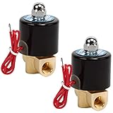 SNS 1/4'NPT DC12V Brass Electric Solenoid Valve Normally Closed Water, Air, Diesel 2W025-N08/DC12V (2PCS)