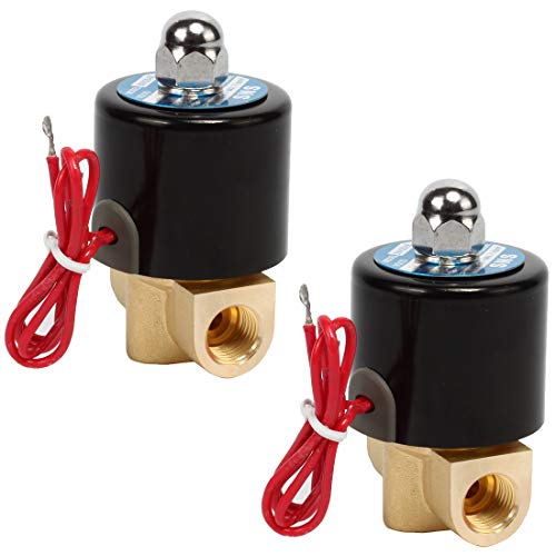 SNS 1/4"NPT DC12V Brass Electric Solenoid Valve Normally Closed Water, Air, Diesel 2W025-N08/DC12V (2PCS)
