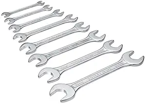 STANLEY 70-379E 8-piece Matte Finish Chrome Vanadium Steel Double Open-End Spanner Set with Maxi-Drive System, Anti-Slip & Anti-Corrosion properties, GREY