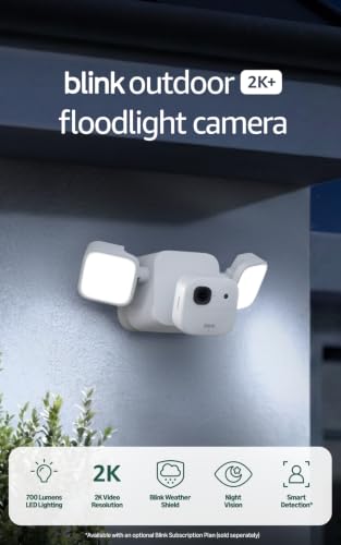 Image of Blink Outdoor 2K+ Floodlight Camera (newest model) - Wireless smart security camera, 2K video resolution, 700 lumens, two-year battery life, Sync Module Core included - 1 camera system (White)
