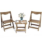 DWVO 3 Pcs Folding Patio Bistro Set, Hips Material Outdoor Bistro Set Small Table and Chair Set with