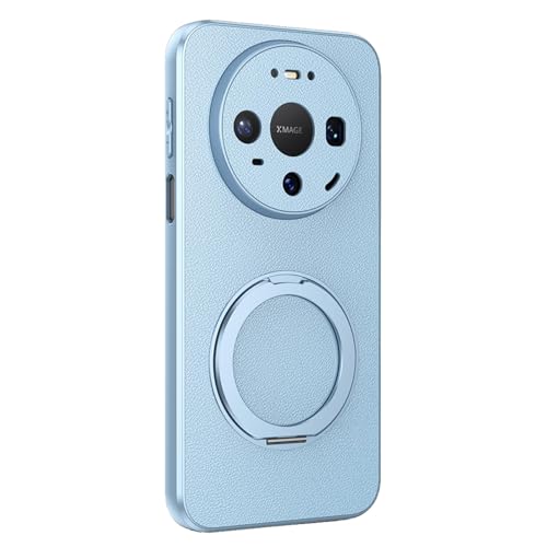 Étui en cuir Huawei Mate 80 Pro avec protection caméra et anneau chic bleu