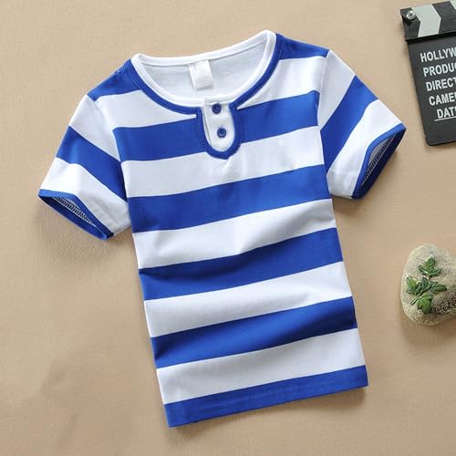 T-shirt à manches courtes avec col rond, confortable, respirant, pour la vie quotidienne, le printemps, décontracté, haut pour adolescent, bleu, 20=150 – vue 2