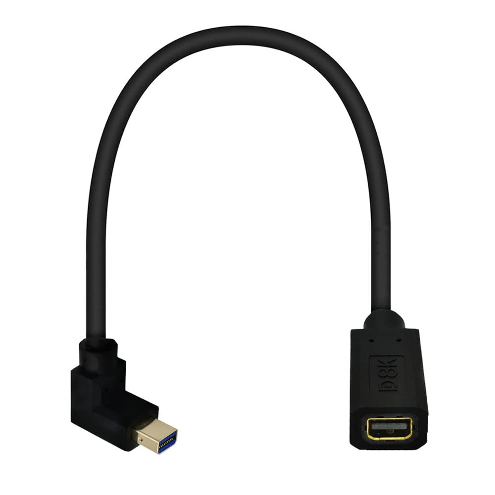 Kework 12 Inch 32.4Gbps 8K@60Hz Mini DisplayPort Extension Cable, Up Angle Male to Female Mini DP 1.4 Extender Adapter UHD Cable for HDTV Laptop Monitor Projector PS4 PS5, Support 4K@144Hz 2K@165Hz