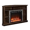 Ameriwood Home Overland Corner Fireplace TV Stand for TVs up to 50 Inch Replaceable Electric Fireplace Insert Heater Remote Control Timer Realistic Log and Flame Effect Espresso