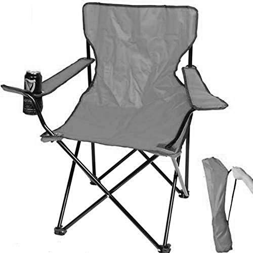 Cadeira Dobravel Braço Porta Copo Praia Jardim Camping Bolsa Transporte Cinza