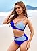 Pink Queen Seashell Bikini Sets for Women Swimwear Color Block Two Piece Bathing Suits Adjustable Straps V Neck Swimsuits Summer Fashion Beachwear Dark Blue L