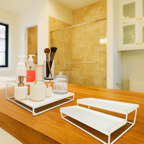 Image of Amazon Brand - Umi Spice Rack Organizer for Counter top 2-Tier Metal Spice Organizer Standing Rack Shelf Storage Holder for Kitchen Cabinet Pantry Bathroom Office (White, Pack of 2)