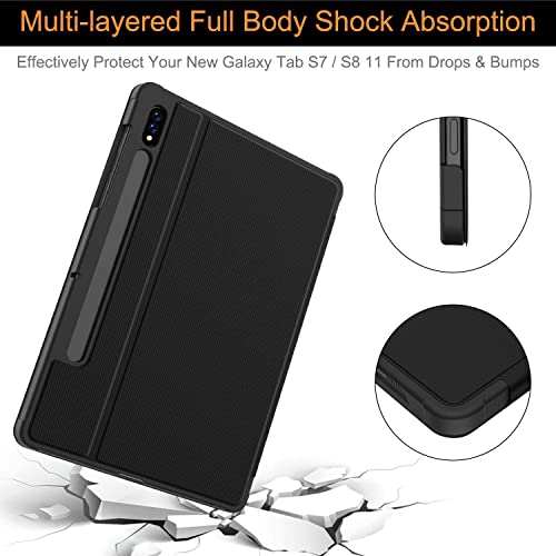 Soke Case For Samsung Tab S8 2022 & S7 2020 -Premium Shock Proof Stand Folio Case, Multi- Viewing Angles, Hard Pc Back Cover For Galaxy Tab S8 11 Inch Tablet [Sm-X700/X706/T870/T875/T878], Black #TOP4