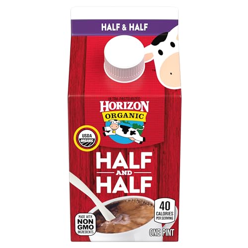 Horizon Organic Half and Half, Ultra Pasteurized Milk and Cream, Great as a Coffee Creamer and for Cooking and Baking, 16 fl oz Pint Carton​