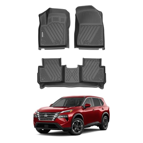Compatible with Nissan Rogue 2024 2025 – Custom Fit Floor Mats, 2-Row All-Weather TPE Car Mats Full Set – Waterproof, Odorless, Non-Slip, Easy to Clean, Durable Automotive Liners