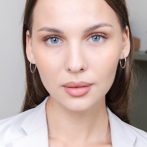 Hoops & Loops 925 Sterling Silver 23mm Oval Flat Click-top High Polished Lightweight Hoop Earrings for Women, Silver, Yellow Gold & Rose Gold4