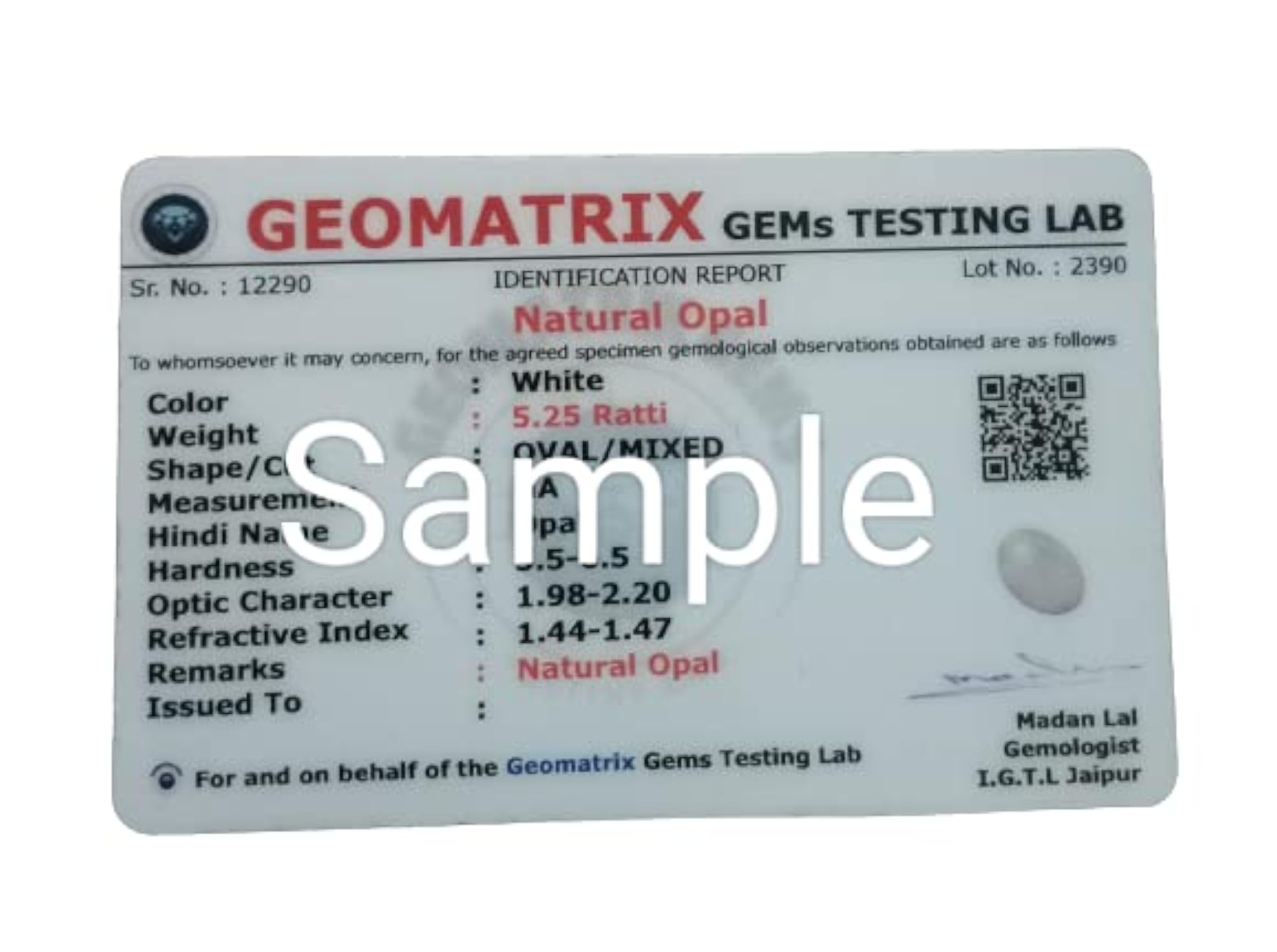 Certified Natural Fire Opal Gemstone for Astrology