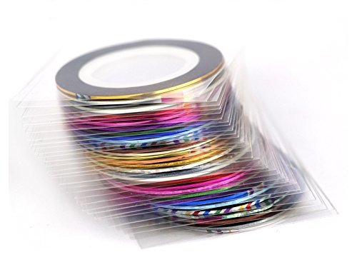 38Pcs Mixed Colors Rolls Striping Tape Line Nail Art Tips Decoration Sticker from Breeze Style (1mm*2000mm)