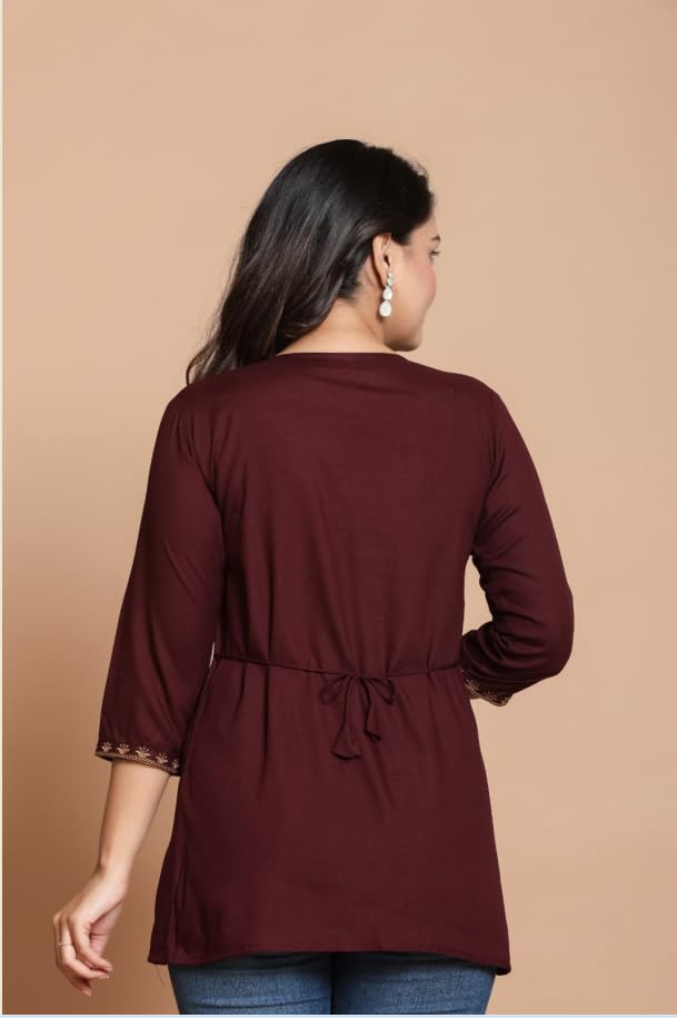 Image of Women Embroidered Anarkali Short Kurti | Stylish Casual Top | Trendy Ethnic Kurti for Women