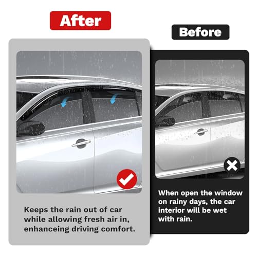 Image of Canvcle Altima Rain Guards - Window Visors for 2019-2025 2026 Nissan Altima, Outside-Mount Tape-On Side Window Wind Deflectors for Altima Accessories,Vent Visors Shades Rainproof Black 4PCS