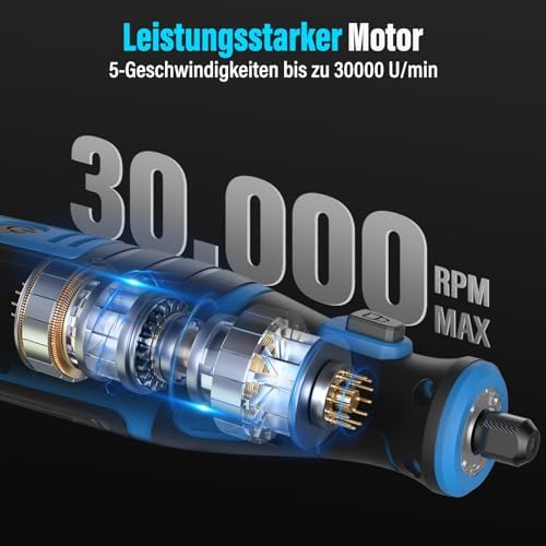 Mini Trapano Elettrico, 8V 2.0Ah utensile rotante multifunzione Con luce LED, 5 Velocità Max 30.000 giri/min, 135 Accessori, Per Forare, Incidere, Lucidare, Smerigliare, Togliere Ruggine