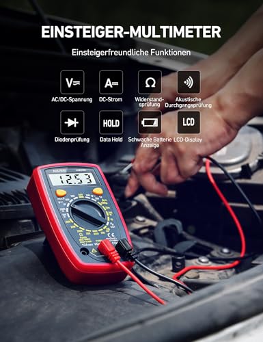 AstroAI Digital Multimeter voltmeter strommessgerät Tester Messung von AC/DC Spannung, DC Strom,...