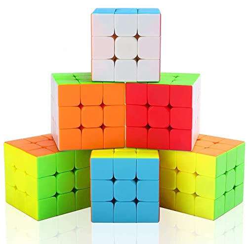 Vdealen 3x3x3 Speed Cube Set, 6 Pack Speed Cube Bulk Professional Stickerless Magic Cube Set, Party Puzzle Cube Toy Great IQ Games Gift for Kid Teens Adults