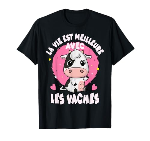Tee Shirt Vache Enfant Femme Fille Vie avec les Vaches Idée T-Shirt