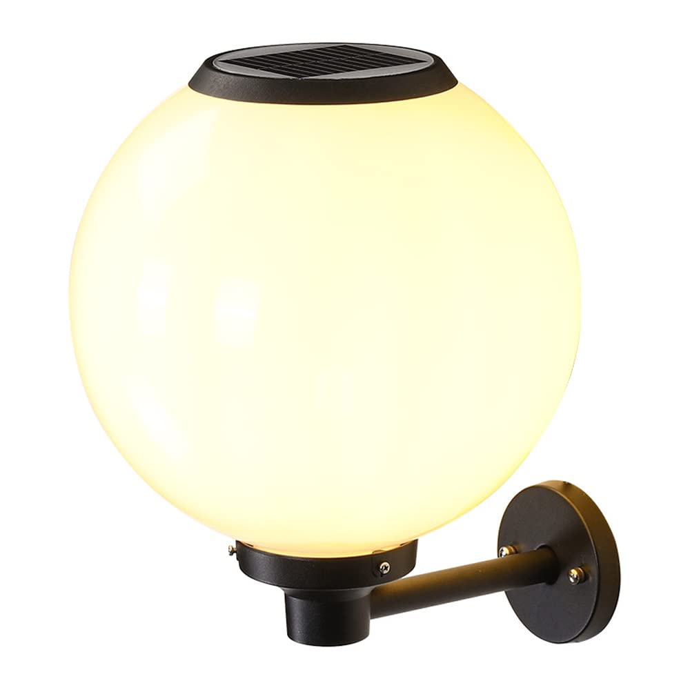 HELCEKOU Solar Wall Lanterns Spherical Outdoor Led Sconce Lights Ip23 Waterproof Security Lamps