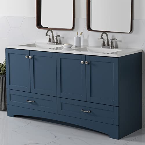 Spring Mill Cabinets Emlyn Bathroom Vanity With Sink, Admiral Blue #TOP1