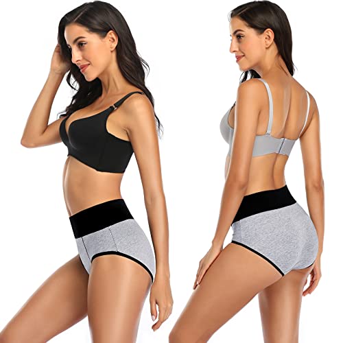 Annenmy Cotton Underwear For Women, Womens Underwear High Waist Underwear For Women No Muffin Briefs Panties And Plus Size Underwear For Women(4 Gray, 4 Pack, Large)… #TOP3