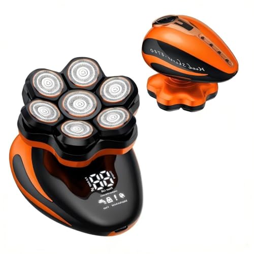 Clforczh Electric Head Shaver for Bald Men PRO,2025 Upgraded 7D Magnetic Detachable Head Shaver,IPX7 Waterproof Wet/Dry,Type-C Fast Charging with LED Display,Grooming Kit,Travel Lock,Gold