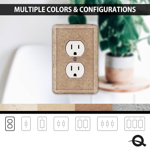 Questech Outlet Cover, Single Duplex Wall Plate 1-Gang Switch Plate Standard Size Electrical Outlet Receptacle Cover, Decorative Tumbled Texture, Noche, 3 Pack