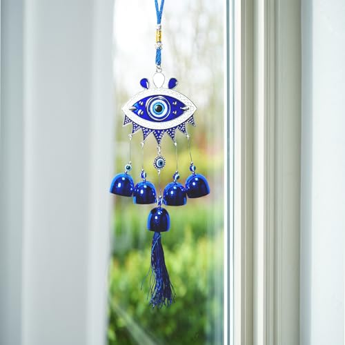 Image of Decorative Wind Chime for Home | Wooden House with Bells Colourful Beads | Positive Energy Balcony Living Room Hall Garden Home Decor (MK- WH)