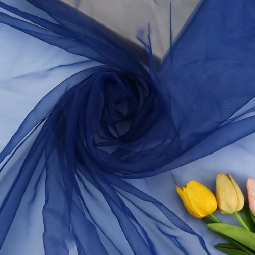 Tela de organza, 100 cm x 150 cm, tela de tul, venta por metros, tela decorativa de tul para costura, manualidades, ropa, vestidos de boda, fiestas, cumpleaños, bodas, decoración de fondo, azul marino
