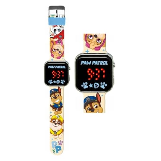 CARTOON Reloj de pulsera digital con pantalla LED y correa de silicona para niños, Paw Patrol, Correa