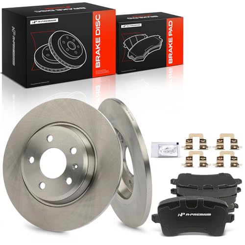 A-Premium 11.80 inch (299.9mm) Rear Solid Brake Rotors and Ceramic Pads Kit by A-Premium - Used condition - US$94.71