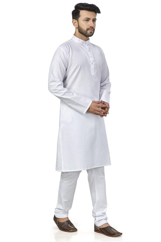 Be Active Men's Traditional Solid Full Sleeves Kurta || Cotton Kurta For Men || Men Kurta For Wedding || Kurta For Men (N-Rfsk0001 1 Kr S) White
