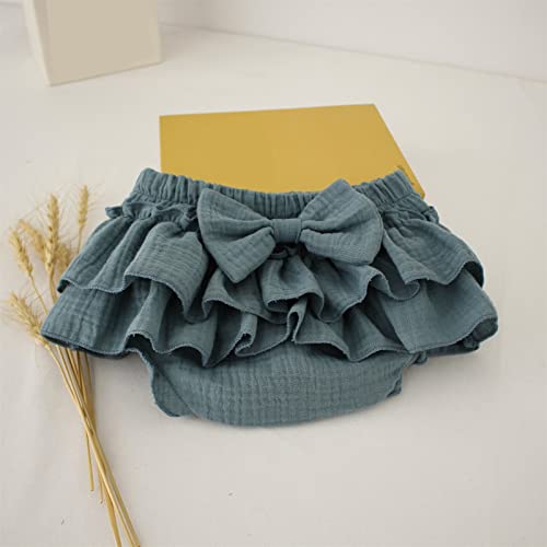 Newborn Infant Bloomer Skirt Baby Girls Soft Cotton Ruffle Mini Skirt Shorts with Bow Toddler 𝐃iaper Cover Bottoms3