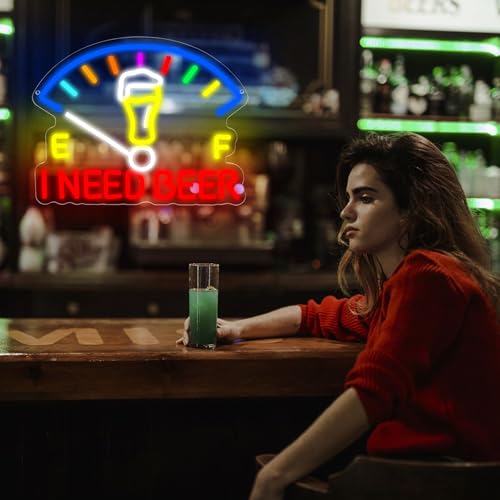 Image of I Need Beer Neon Sign for Wall Decor Dimmable Beer LED Light Beer Dashboard Bar Neon Light for Man Cave Bar Pub Party Restaurant Christmas Birthday Gift Art Size13.6 * 12.5(WZCP020)