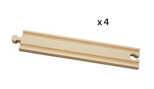 BRIO World - 33341 - Rails Droits Longs 216 mm - Accessoire pour Circuit de Train en Bois - Jouet pour garçons et Filles à partir de 3 Ans (Lot de 2)
