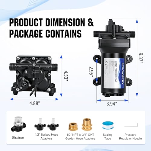 Image of ECO-WORTHY 110V AC Fresh Transfer Diaphragm Water Pump On Demand 5.5GPM 70PSI High Pressure Water Booster Pump 110 Volt with Pressure Switch for Irrigation Garden Hose Sprinkler Home RV