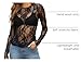 OFEEFAN Womens Tops Mesh Lace Embroidery Undershirts Country Concert Western Outfit for Women Trendy Fall Fashion Clothing 2025 See Through Blouses Sheer Tops Clothes Black XL
