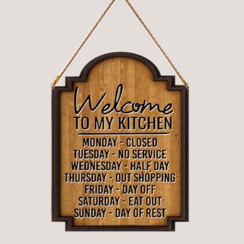 Image of pnf Poster And Frames Quotes Printed Welcome to Kitchen Wooden Wall Door Sign Hangings | Home Decoration Item | For Living Room, Kitchen Door | Best Gifting Option 1021