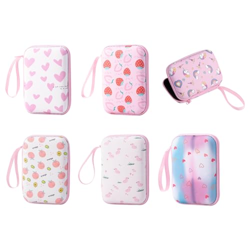 Whltzf Contenedor de almacenamiento cuadrado con diseño de dibujos animados, carcasa flexible, divisores internos de malla para dispositivos, cosméticos, herramientas, cremalleras suaves, bolsas de - imagen 7